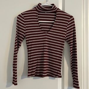 Striped high neck long sleeve